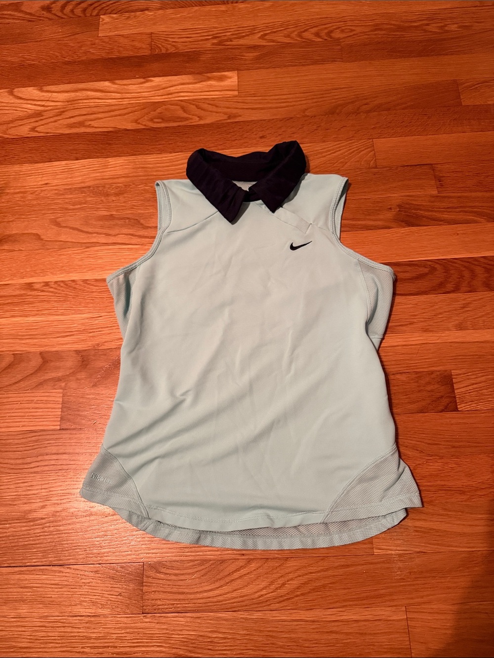 Nike Women’s Light Blue Sleeveless Polo Tank with navy Collar